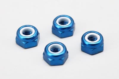 アルミ製 3mm ナイロンロックナット(青)4個入