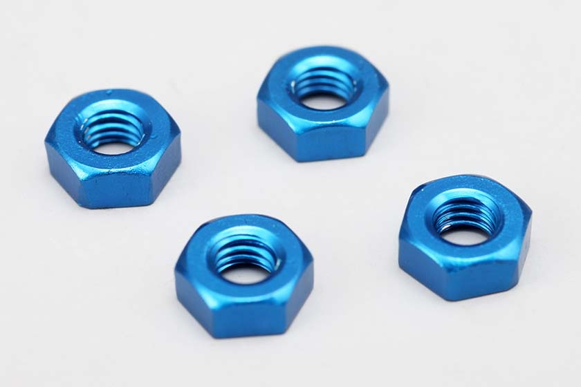 アルミ製 3mm プレーンナット(青)4個入