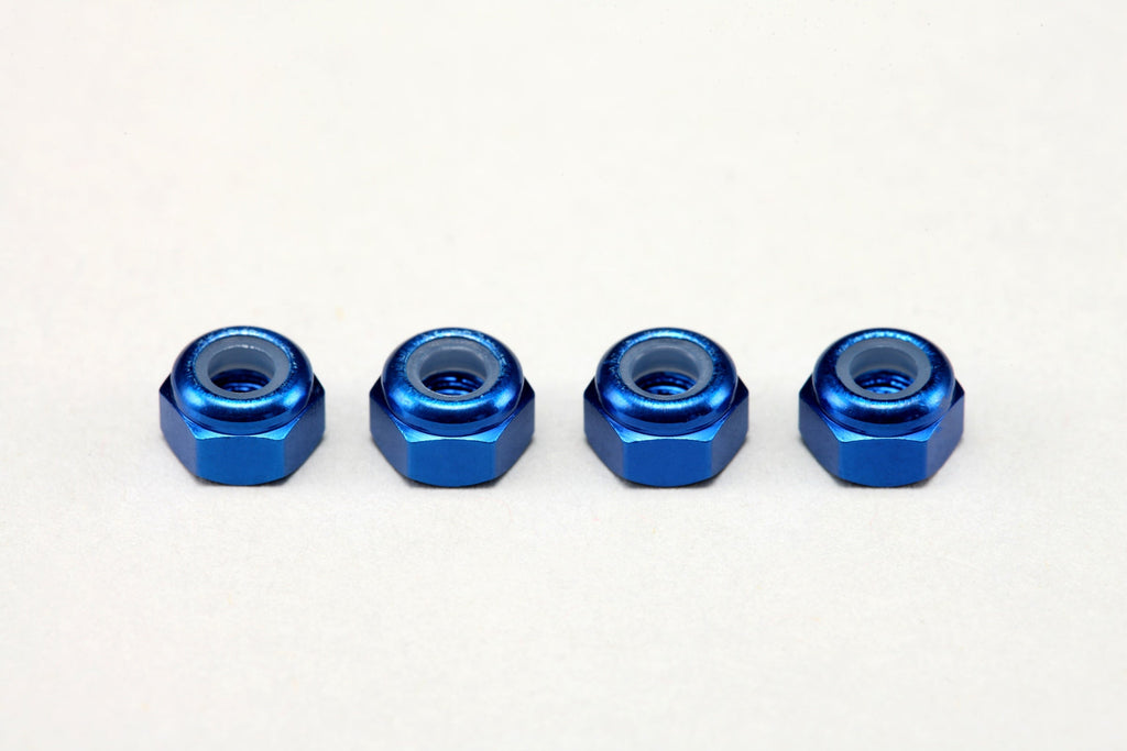 アルミ製 3mm ナイロンロックナット ブルー (4個入)