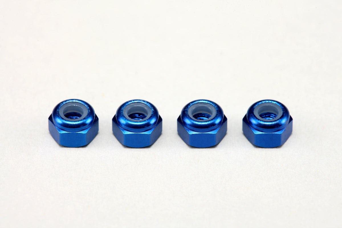 アルミ製 3mm ナイロンロックナット ブルー (4個入)