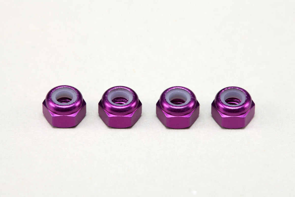 アルミ製 3mm ナイロンロックナット パープル (4個入)